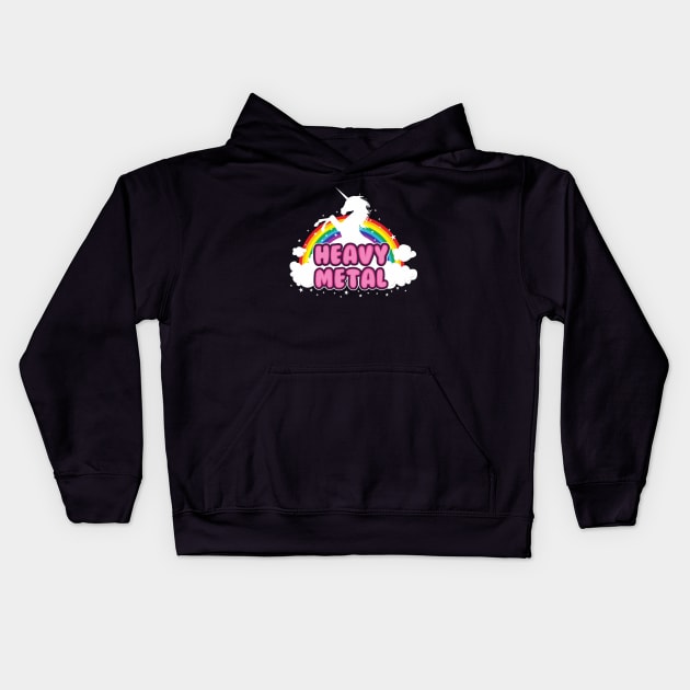 heavy metal parody funny unicorn rainbow Kids Hoodie by daizzy